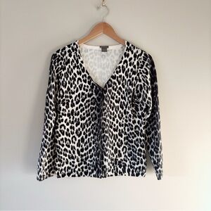 Ann Taylor Leopard/ Cheetah Button Down Cardigan